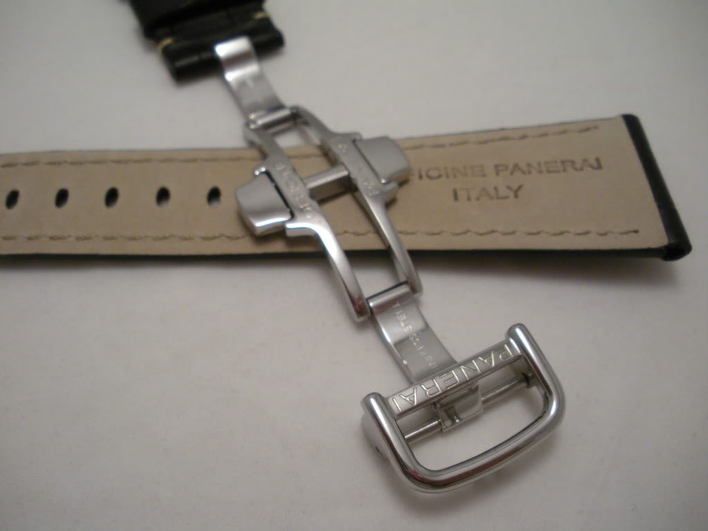 26mm Black Rugby Calf Leather Deployment Strap for Panerai Radiomir