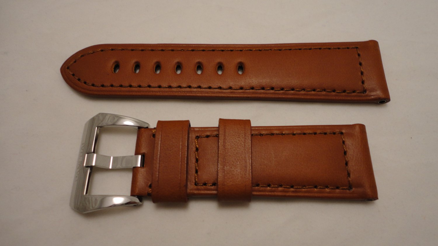 24mm Calf Brown Semimat Leather Strap w/ Buckle for Panerai
