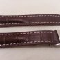 22mm Dark Brown Leather/White Stitch Strap w/ Clasp for Breitling