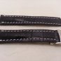 22mm Black Leather/White Stitch Strap w/ Clasp for Breitling