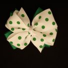 Med. Kelly Green/White Polka Dot Layered "Side by Side" Bow