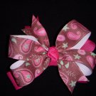 Med. Pink/Light Brown Paisley Layered Side by Side Bow