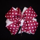 Med. Maroon/White Polka Dot Layered Side by Side Bow