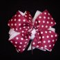 Med. Maroon/White Polka Dot Layered Side by Side Bow