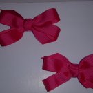 Small Fuchsia Layered Side by Side Pigtail Bows (Set of 2)