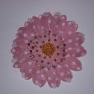 -Large Baby Pink/Chocolate/White Double Layer Flower Clip