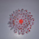 Med. White/Cherry Red Polka Dot Double Layer Flower Clip