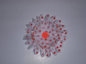 Med. White/Cherry Red Polka Dot Double Layer Flower Clip