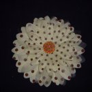 Large Cream/Chocolate Polka Dot Double Layer Flower Clip