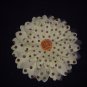 Large Cream/Chocolate Polka Dot Double Layer Flower Clip