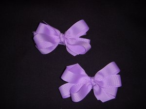 Small Lavender Double Layer Side by Side Pigtail Bows (Set of 2)