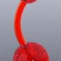 Flexible Navel Belly Ring with Glitter Ball Red