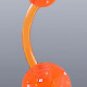 Flexible Navel Belly Ring with Glitter Ball Orange