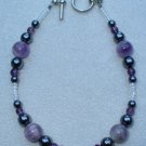 OOAK Hand Made Hematite & Amethyst Beaded Bracelet.