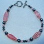 OOAK Hand Made Hematite & Cherry Quarts Beaded Bracelet