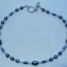 OOAK Hand Made Hematite & Blue Beaded Bracelet / Anklet