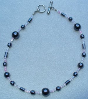 OOAK Hand Made Hematite & Pink Beaded Bracelet / Anklet