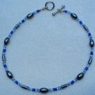 OOAK Hand Made Hematite & Blue Beaded Bracelet / Anklet