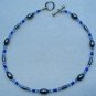 OOAK Hand Made Hematite & Blue Beaded Bracelet / Anklet
