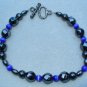 OOAK Hand Made Hematite & Blue Cats Eye Beaded Bracelet  / Anklet