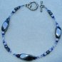 OOAK Hand Made Hematite & Blue Beaded Bracelet / Anklet