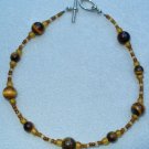OOAK Hand Made Tigers Eye & Brown Beaded Bracelet / Anklet