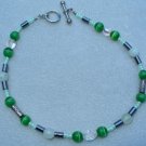 OOAK Hand Made Jade & Green Cats Eye Beaded Bracelet / Anklet