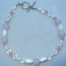 OOAK Hand Made Rose Quartz & Mother of Pearl Beaded Bracelet / Anklet