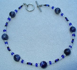 OOAK Hand Made Sodalite & Blue Beaded Bracelet / Anklet