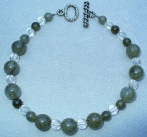 OOAK Hand Made Labradorite & Crystal Beaded Bracelet / Anklet