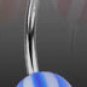 Surgical Steel Navel Belly Ring with UV Candy Striped Blue Balls
