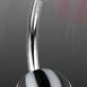 Surgical Steel Navel Belly Ring with UV Candy Striped Black Balls