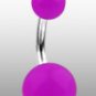 Surgical Steel Navel Belly Ring with Glow in the Dark Purple Balls
