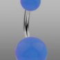 Surgical Steel Navel Belly Ring with Glow in the Dark Blue Balls