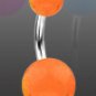 Surgical Steel Navel Belly Ring with Glow in the Dark Orange Balls