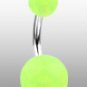 Surgical Steel Navel Belly Ring with Glow in the Dark Yellow Balls