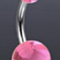Surgical Steel Navel Belly Ring with UV Clear Pink Balls