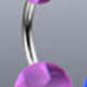 Surgical Steel Navel Belly Ring with UV Clear Purple Balls