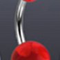 Surgical Steel Navel Belly Ring with UV Clear Red Balls
