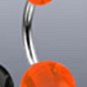 Surgical Steel Navel Belly Ring with UV Clear Orange  Balls