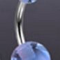 Surgical Steel Navel Belly Ring with UV Clear Light Blue Balls