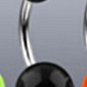 Surgical Steel Navel Belly Ring with UV Black Balls