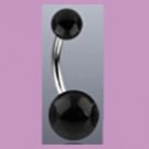 Surgical Steel Navel Belly Ring with UV Black Balls