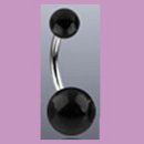 Surgical Steel Navel Belly Ring with UV Black Balls