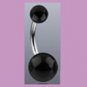 Surgical Steel Navel Belly Ring with UV Black Balls