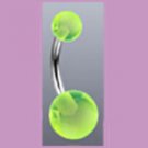 Surgical Steel Navel Belly Ring with UV Clear Yellow  Balls
