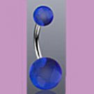 Surgical Steel Navel Belly Ring with UV Clear Blue Balls