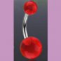 Surgical Steel Navel Belly Ring with UV Clear Red Balls