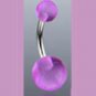 Surgical Steel Navel Belly Ring with UV Clear Purple Balls
