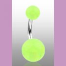 Surgical Steel Navel Belly Ring with Glow in the Dark Yellow Balls
